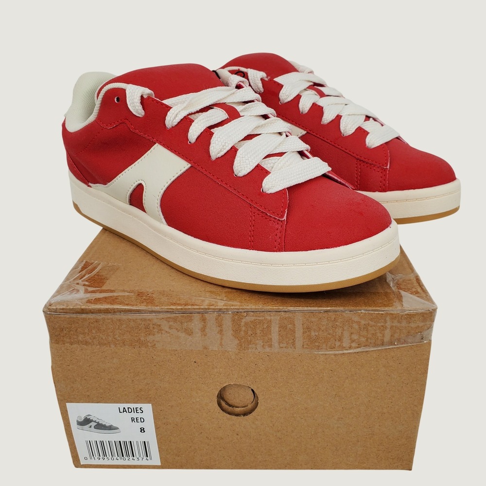 No Boundaries Womens 8 Red‎ Chunky Skate Sneakers Memory Foam Faux Suede Lace Up
